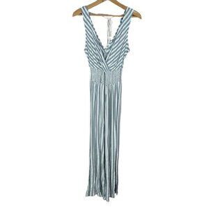 Like New Blue Island White and Grey Striped Jumpsuit Women's Size S